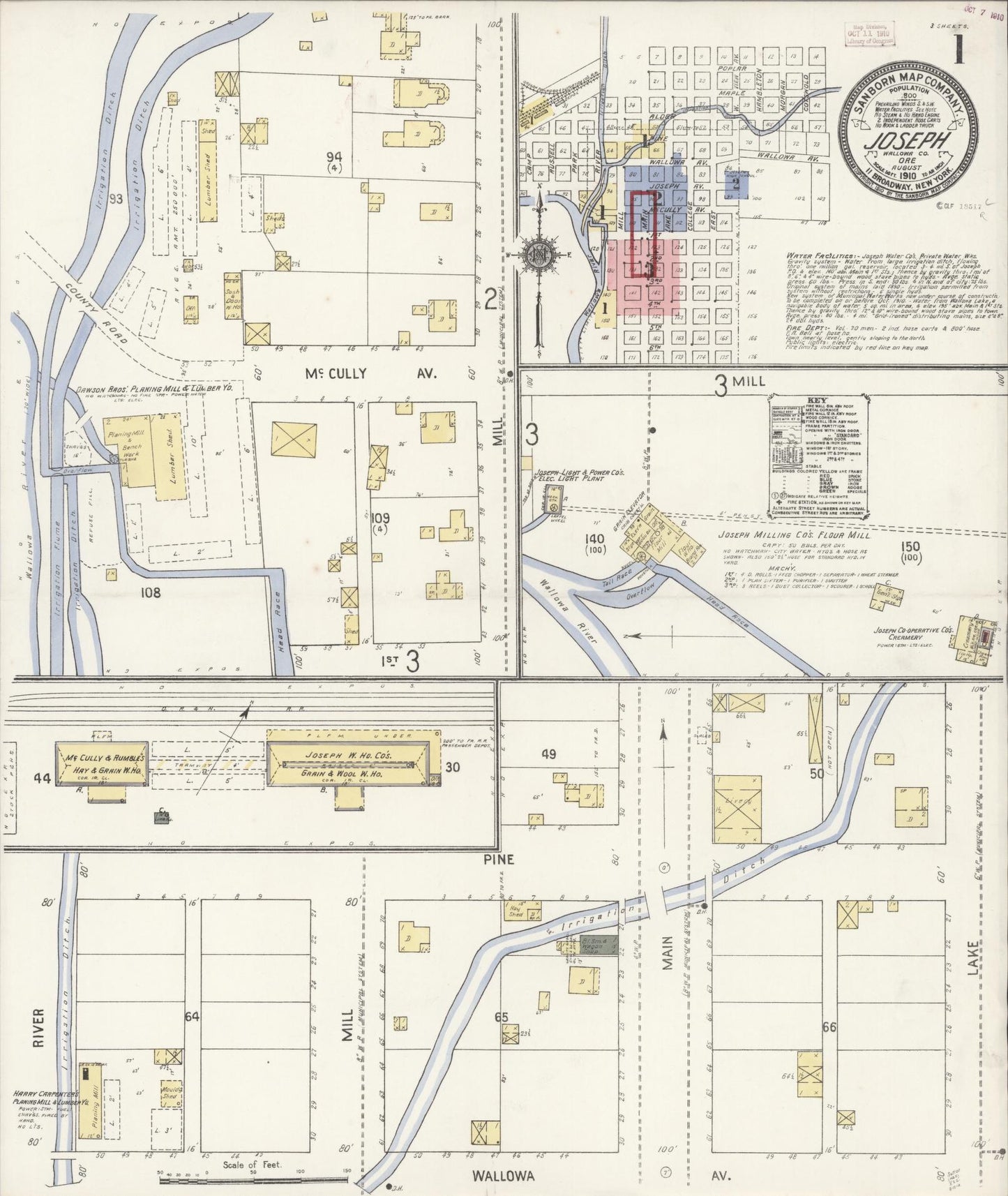 Sanborn Fire Insurance Map from Joseph, Wallowa County, Oregon (1910), Sheet #0001 - Complete Map Set gallery image, historic Sanborn map, vintage wall art, Oregon Oregon