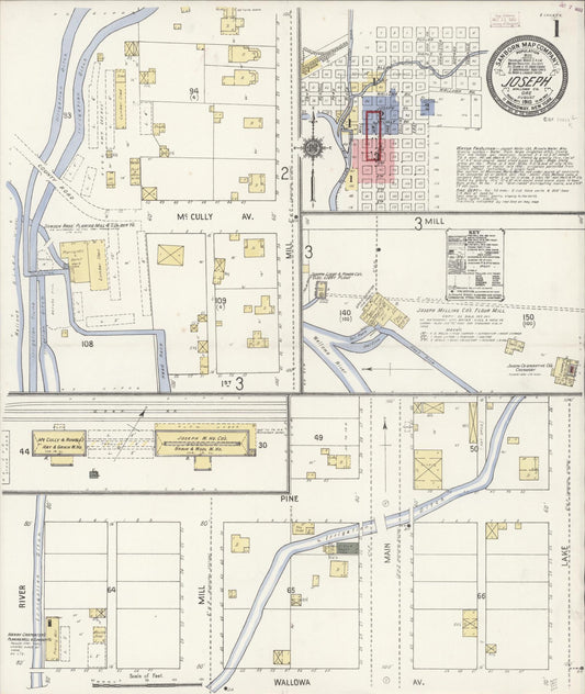 Sanborn Fire Insurance Map from Joseph, Wallowa County, Oregon (1910), Sheet #0001 - Complete Map Set gallery image, historic Sanborn map, vintage wall art, Oregon Oregon