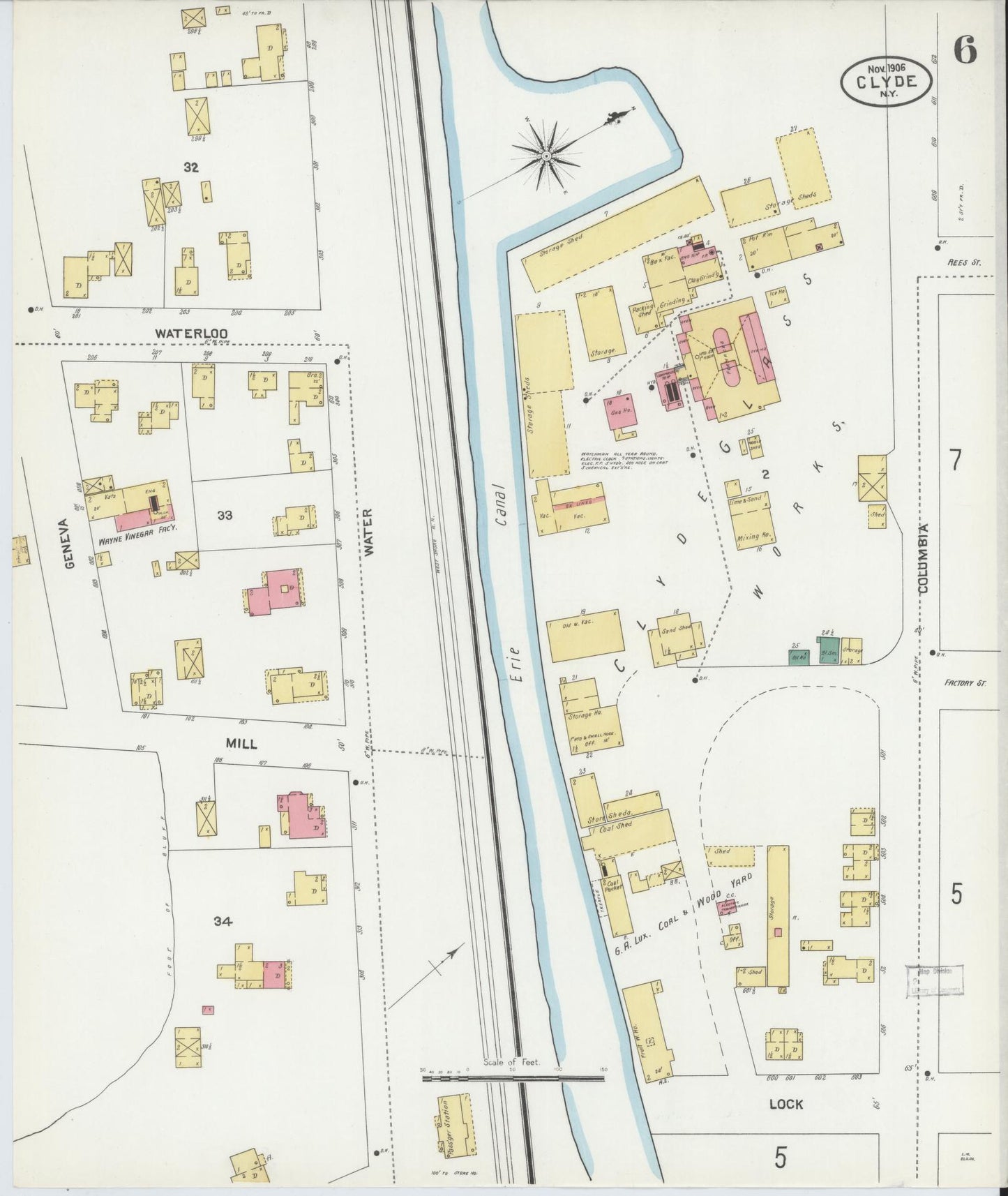 Sanborn Fire Insurance Map from Clyde, Wayne County, New York (1906), Sheet #0006 - Complete Map Set gallery image, historic Sanborn map, vintage wall art, New York New York