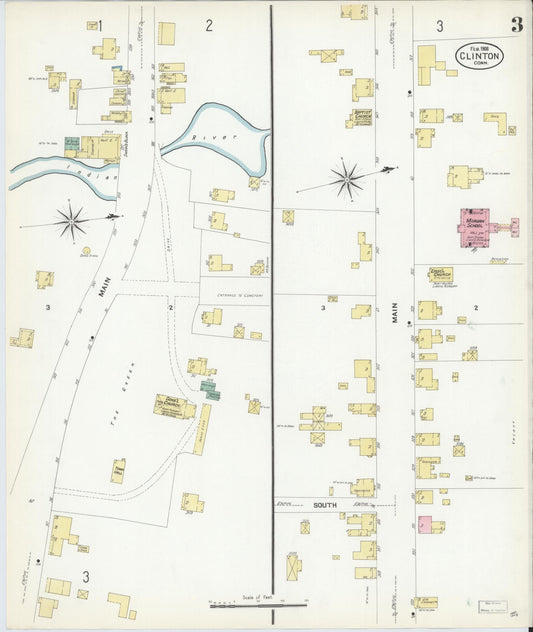 Sanborn Fire Insurance Map from Clinton, Middlesex County, Connecticut (1908), Sheet #0003 - Historic Sanborn Fire Insurance Map Print, vintage old map wall art, antique decor, genealogy gift, Connecticut Connecticut map