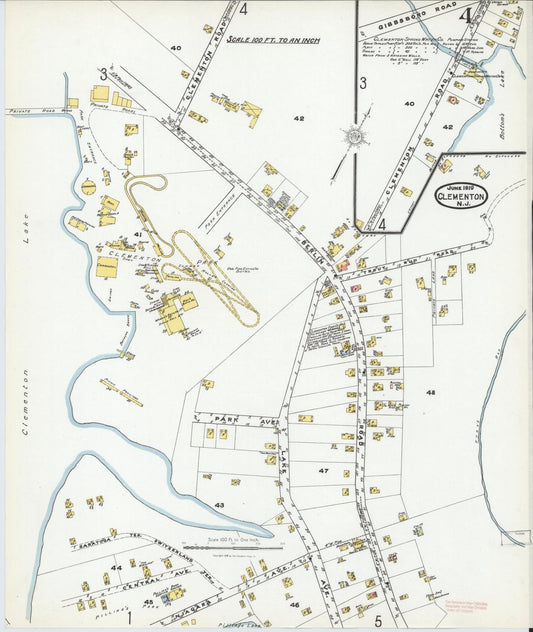 Sanborn Fire Insurance Map from Clementon, Camden County, New Jersey (1919), Sheet #0004 - Historic Sanborn Fire Insurance Map Print, vintage old map wall art, antique decor, genealogy gift, New Jersey New Jersey map