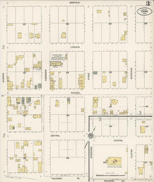 Sanborn Fire Insurance Map from Tenino, Thurston County, Washington (1910), Sheet #0003 - Historic Sanborn Fire Insurance Map Print, vintage old map wall art, antique decor, genealogy gift, Washington Washington map