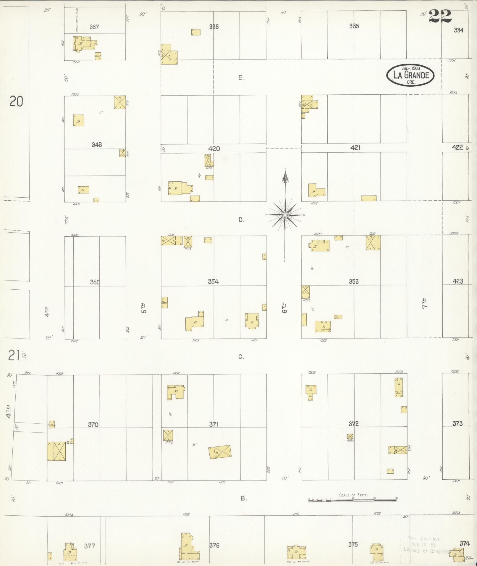 Sanborn Fire Insurance Map from La Grande, Union County, Oregon (1903), Sheet #0022 - Complete Map Set gallery image, historic Sanborn map, vintage wall art, Oregon Oregon