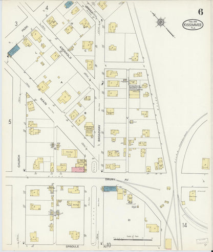 Sanborn Fire Insurance Map from Kissimmee, Osceola County, Florida (1914), Sheet #0006 - Complete Map Set gallery image, historic Sanborn map, vintage wall art, Florida Florida