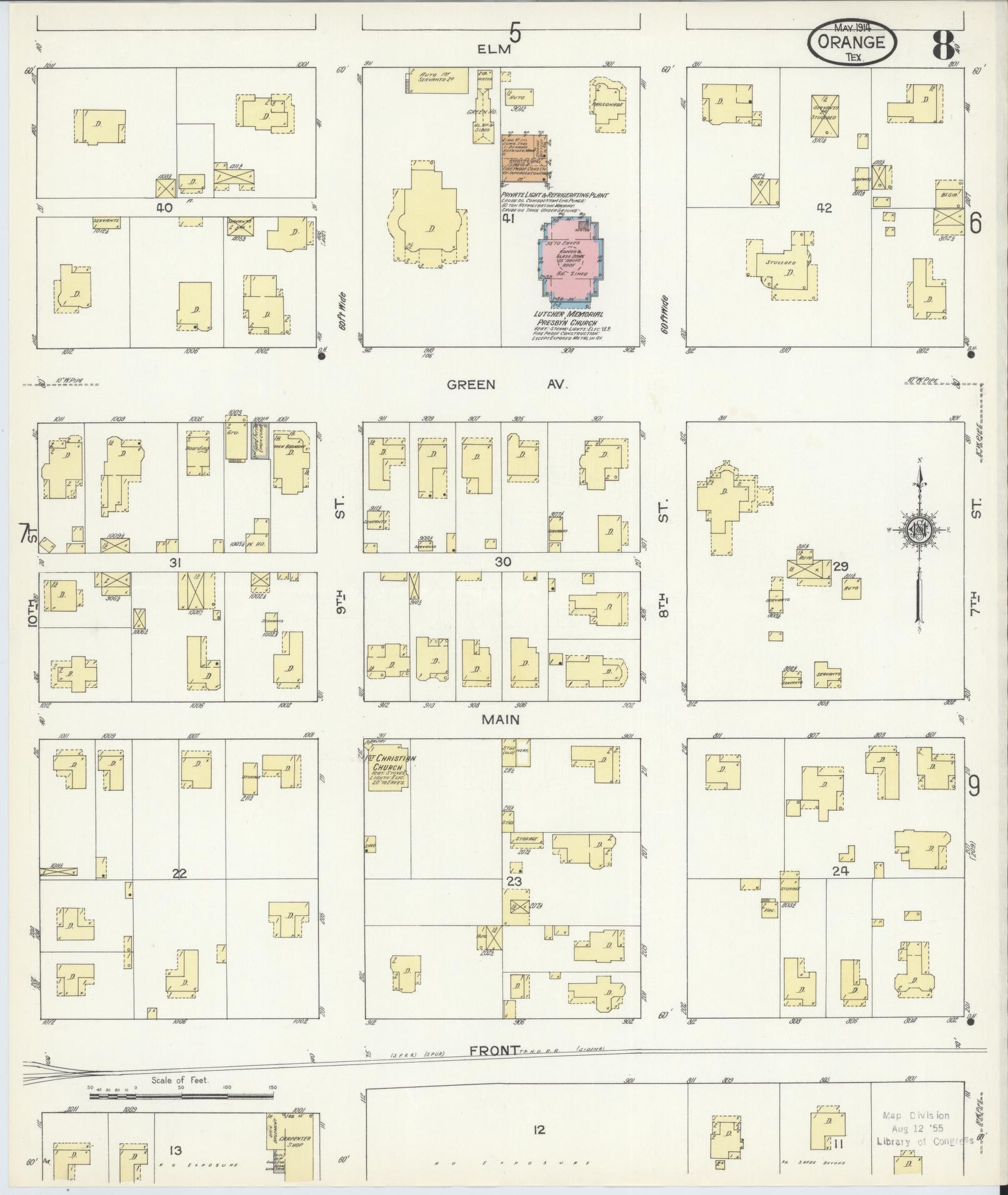 Sanborn Fire Insurance Map from Orange, Orange County, Texas (1914), Sheet #0008 - Complete Map Set gallery image, historic Sanborn map, vintage wall art, Texas Texas