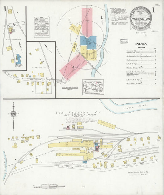 Sanborn Fire Insurance Map from Monroeton, Bradford County, Pennsylvania (1927), Sheet #0001 - Complete Map Set gallery image, historic Sanborn map, vintage wall art, Pennsylvania Pennsylvania