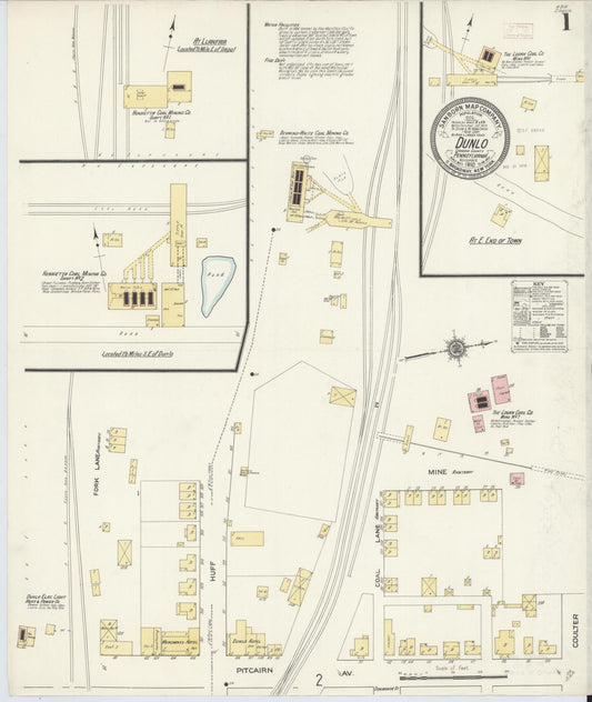 Sanborn Fire Insurance Map from Dunlo, Cambria County, Pennsylvania (1910), Sheet #0001 - Complete Map Set gallery image, historic Sanborn map, vintage wall art, Pennsylvania Pennsylvania