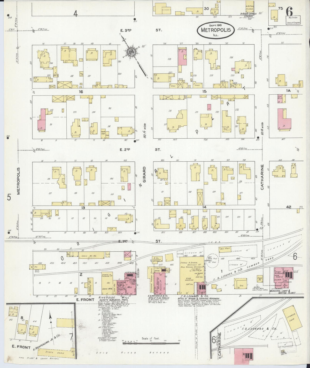 Sanborn Fire Insurance Map from Metropolis, Massac County, Illinois (1910), Sheet #0006 - Historic Sanborn Fire Insurance Map Print, vintage old map wall art, antique decor, genealogy gift, Illinois Illinois map