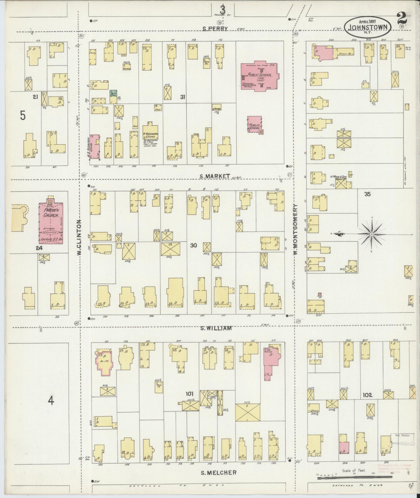 Sanborn Fire Insurance Map from Johnstown, Fulton County, New York (1897), Sheet #0002 - Complete Map Set gallery image, historic Sanborn map, vintage wall art, New York New York