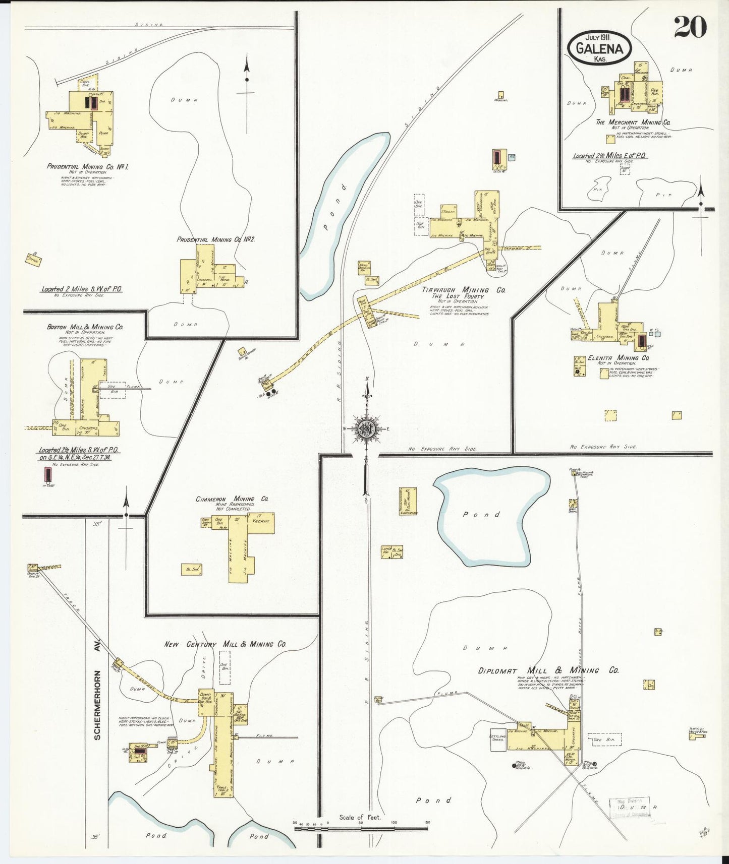 Sanborn Fire Insurance Map from Galena, Cherokee County, Kansas (1911), Sheet #0020 - Complete Map Set gallery image, historic Sanborn map, vintage wall art, Kansas Kansas