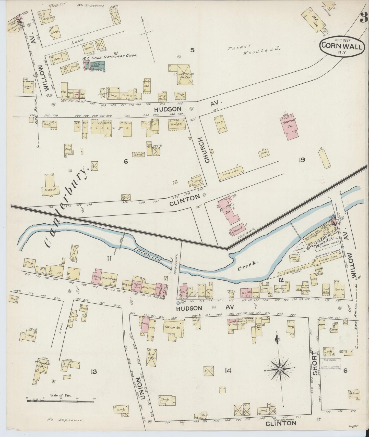 Sanborn Fire Insurance Map from Cornwall, Orange County, New York (1887), Sheet #0003 - Complete Map Set gallery image, historic Sanborn map, vintage wall art, New York New York