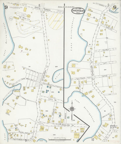 Sanborn Fire Insurance Map from Shrewsbury, Worcester County, Massachusetts (1925), Sheet #0009 - Complete Map Set gallery image, historic Sanborn map, vintage wall art, Massachusetts Massachusetts