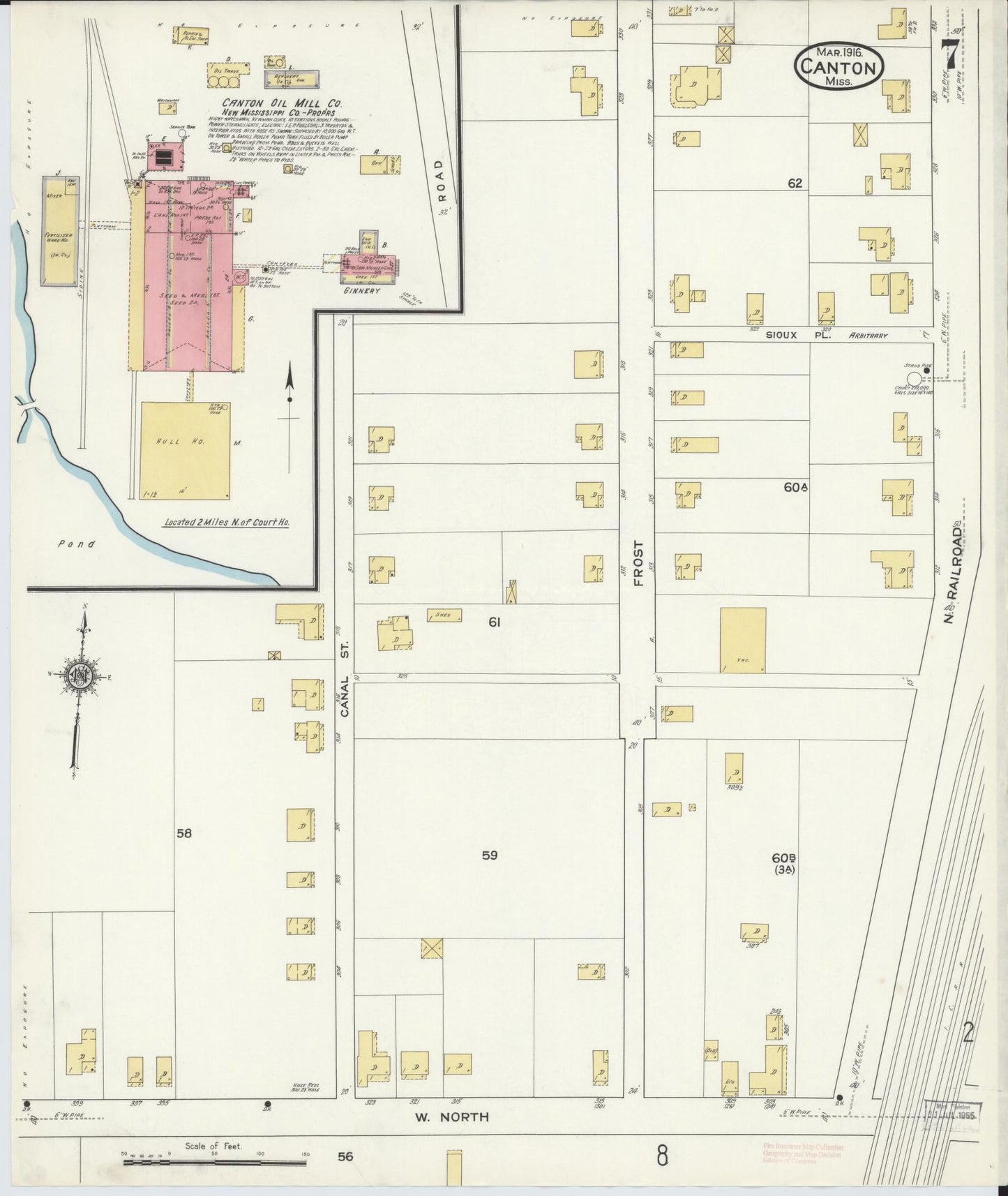 Sanborn Fire Insurance Map from Canton, Madison County, Mississippi (1916), Sheet #0007 - Complete Map Set gallery image, historic Sanborn map, vintage wall art, Mississippi Mississippi