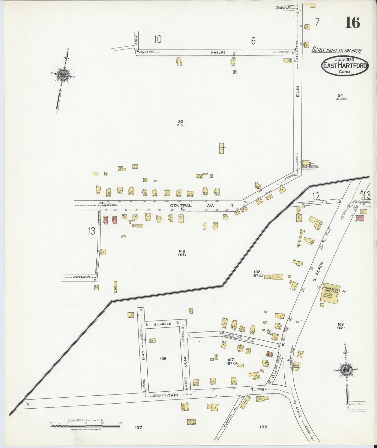 Sanborn Fire Insurance Map from East Hartford, Hartford County, Connecticut (1920), Sheet #0016 - Complete Map Set gallery image, historic Sanborn map, vintage wall art, Connecticut Connecticut