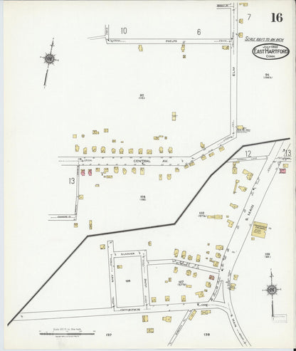 Sanborn Fire Insurance Map from East Hartford, Hartford County, Connecticut (1920), Sheet #0016 - Complete Map Set gallery image, historic Sanborn map, vintage wall art, Connecticut Connecticut