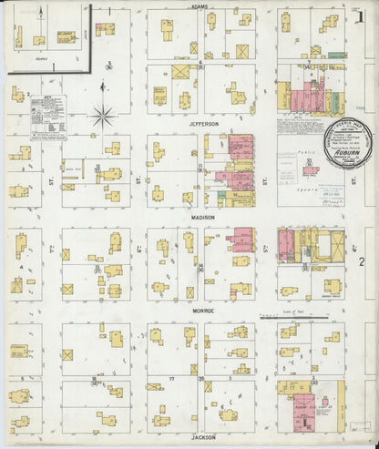 Sanborn Fire Insurance Map from Auburn, Sangamon County, Illinois (1900), Sheet #0001 - Complete Map Set gallery image, historic Sanborn map, vintage wall art, Illinois Illinois