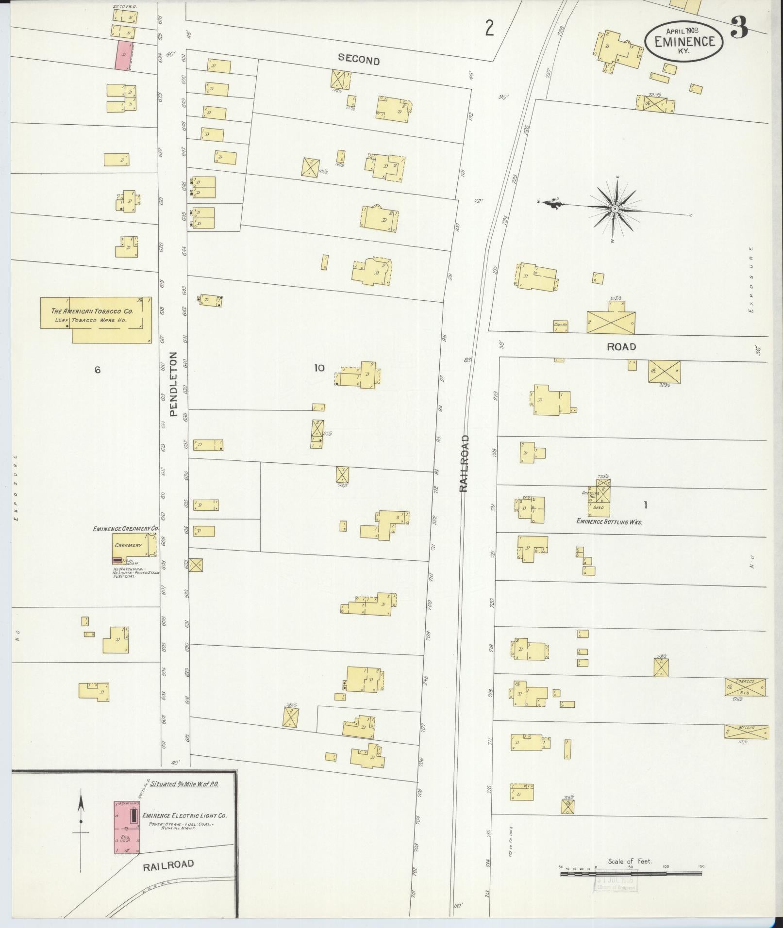 Sanborn Fire Insurance Map from Eminence, Henry County, Kentucky (1908), Sheet #0003 - Complete Map Set gallery image, historic Sanborn map, vintage wall art, Kentucky Kentucky