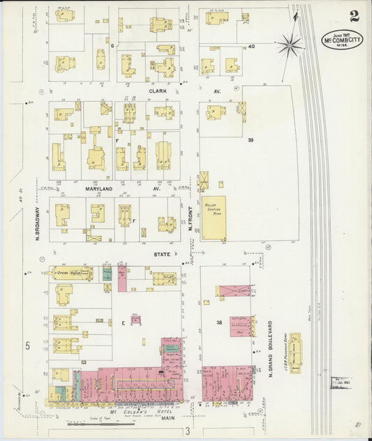Sanborn Fire Insurance Map from McComb, Pike County, Mississippi (1907), Sheet #0002 - Historic Sanborn Fire Insurance Map Print, vintage old map wall art, antique decor, genealogy gift, Mississippi Mississippi map