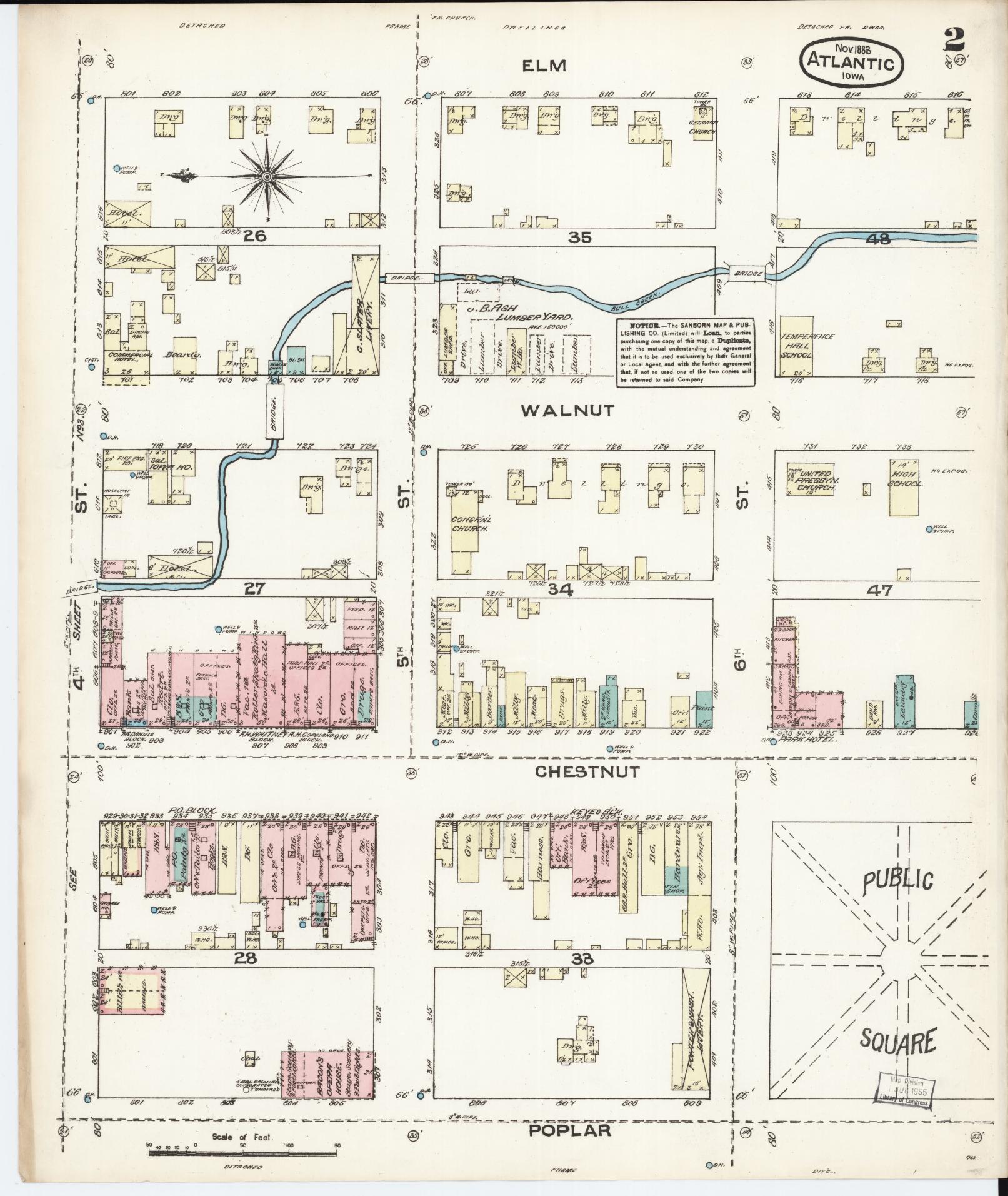 Sanborn Fire Insurance Map from Atlantic, Cass County, Iowa (1883), Sheet #0002 - Historic Sanborn Fire Insurance Map Print, vintage old map wall art