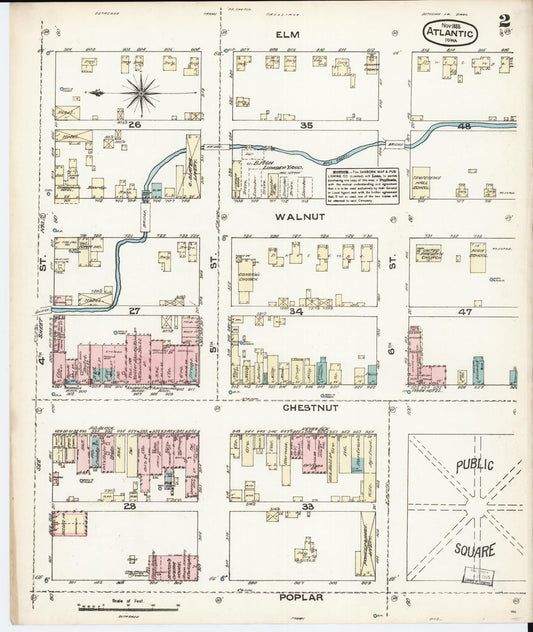 Sanborn Fire Insurance Map from Atlantic, Cass County, Iowa (1883), Sheet #0002 - Historic Sanborn Fire Insurance Map Print, vintage old map wall art