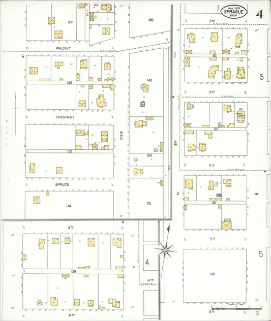 Sanborn Fire Insurance Map from Sprague, Lincoln County, Washington (1909), Sheet #0004 - Historic Sanborn Fire Insurance Map Print, vintage old map wall art, antique decor, genealogy gift, Washington Washington map