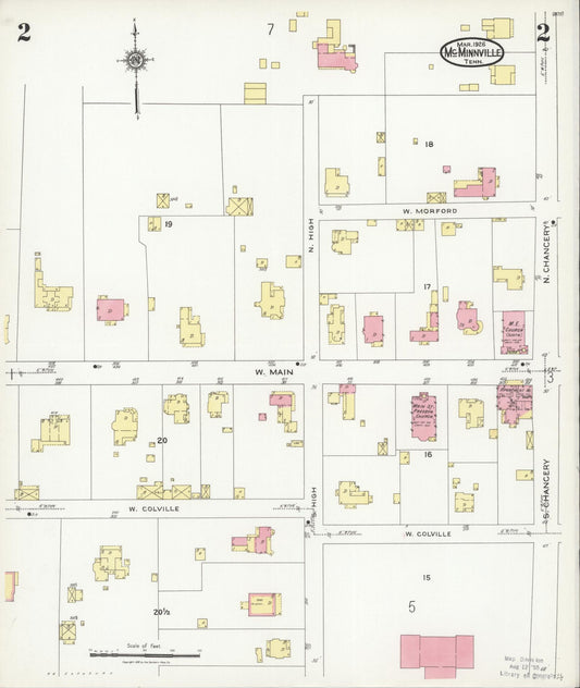 Sanborn Fire Insurance Map from McMinnville, Warren County, Tennessee (1926), Sheet #0002 - Historic Sanborn Fire Insurance Map Print, vintage old map wall art, antique decor, genealogy gift, Tennessee Tennessee map