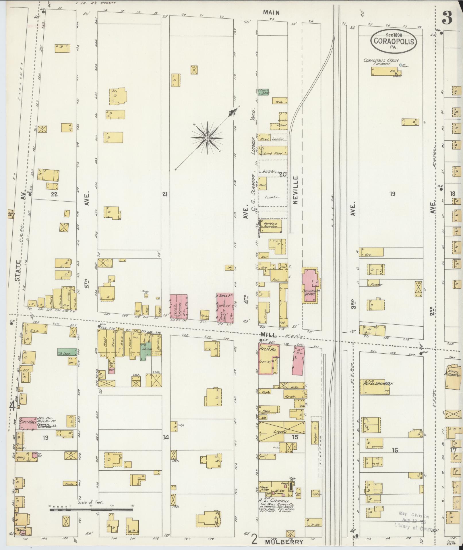 Sanborn Fire Insurance Map from Coraopolis, Allegheny County, Pennsylvania (1898), Sheet #0003 - Complete Map Set gallery image, historic Sanborn map, vintage wall art, Pennsylvania Pennsylvania