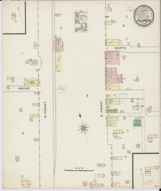 Sanborn Fire Insurance Map from Coldwater, Tate County, Mississippi (1886), Sheet #0001 - Historic Sanborn Fire Insurance Map Print, vintage old map wall art, antique decor, genealogy gift, Mississippi Mississippi map