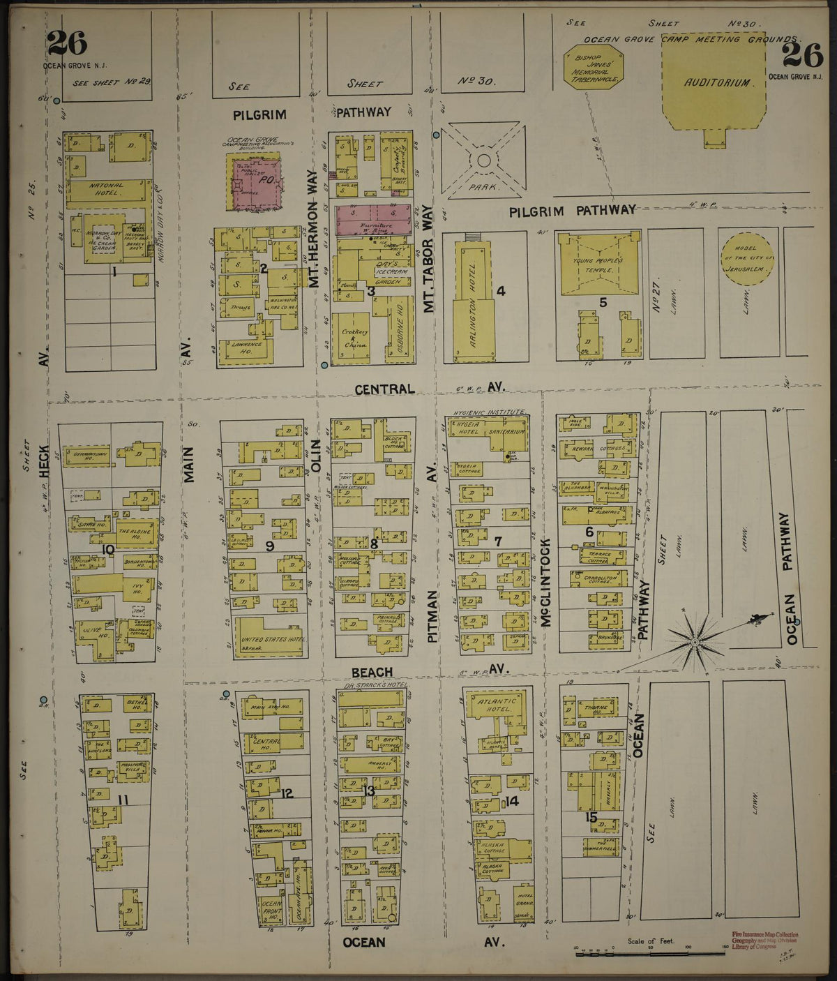 Sanborn Fire Insurance Map from New Jersey Coast, New Jersey Coast, New Jersey (1890), Sheet #0026 - Complete Map Set gallery image, historic Sanborn map, vintage wall art, New Jersey Coast New Jersey