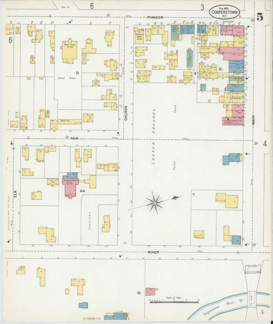 Sanborn Fire Insurance Map from Cooperstown, Otsego County, New York (1903), Sheet #0005 - Historic Sanborn Fire Insurance Map Print, vintage old map wall art, antique decor, genealogy gift, New York New York map