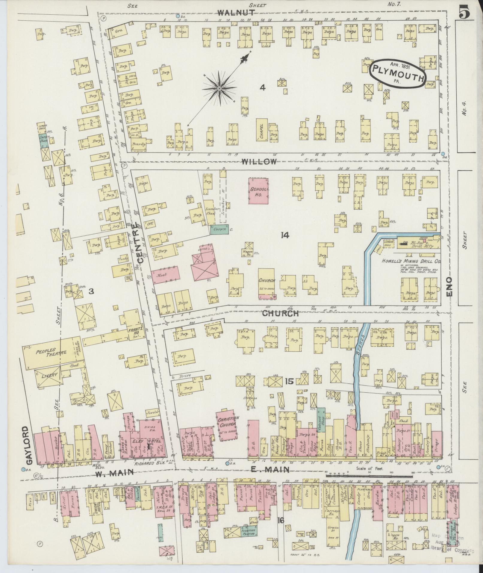 Sanborn Fire Insurance Map from Plymouth, Luzerne County, Pennsylvania (1891), Sheet #0005 - Complete Map Set gallery image, historic Sanborn map, vintage wall art, Pennsylvania Pennsylvania