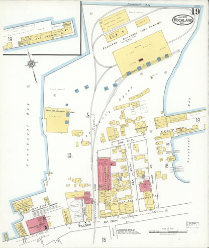 Sanborn Fire Insurance Map from Rockland, Knox County, Maine (1922), Sheet #0019 - Complete Map Set gallery image, historic Sanborn map, vintage wall art, Maine Maine