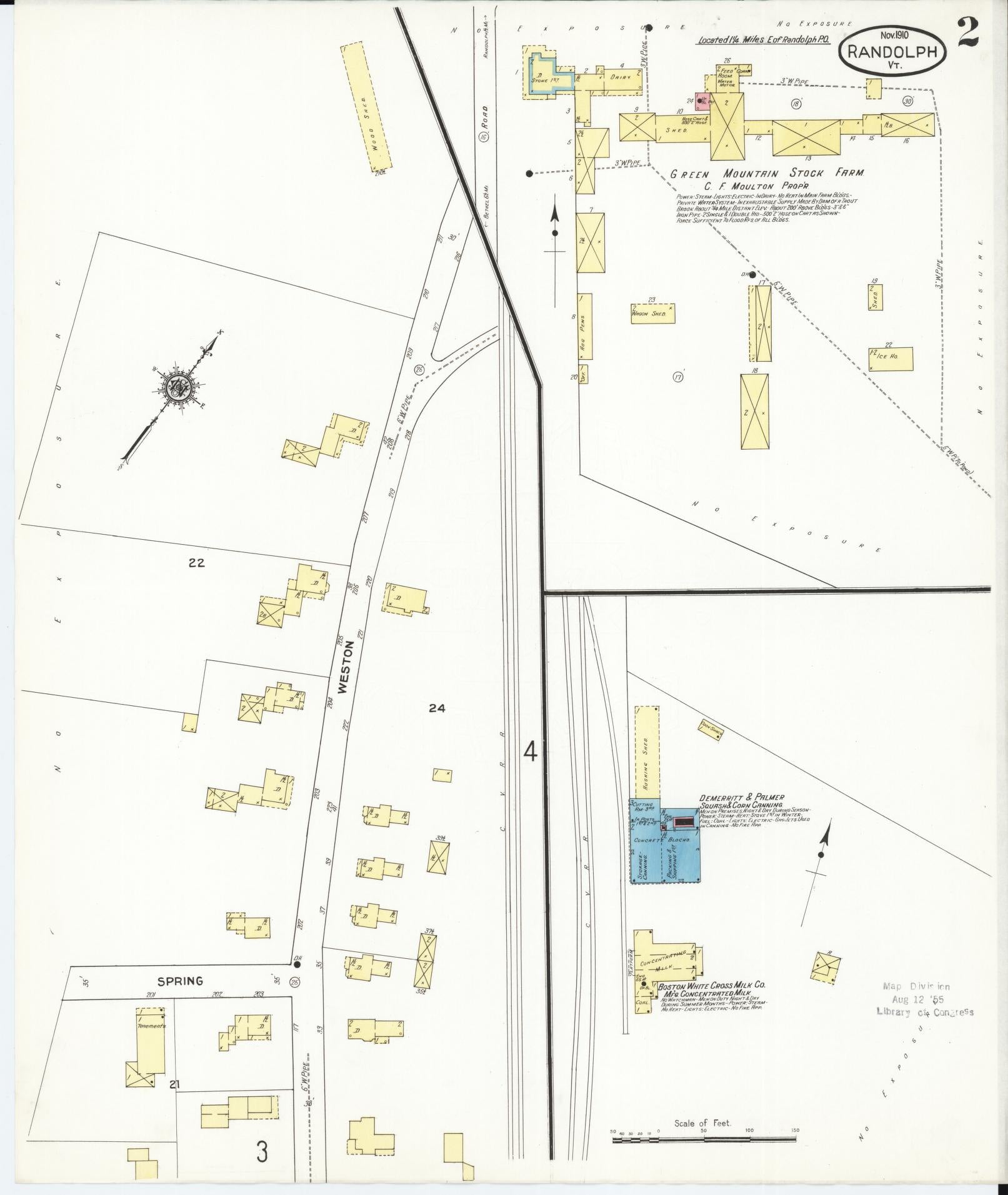 Sanborn Fire Insurance Map from Randolph, Orange County, Vermont (1910), Sheet #0002 - Complete Map Set gallery image, historic Sanborn map, vintage wall art, Vermont Vermont