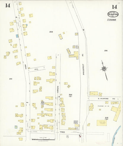 Sanborn Fire Insurance Map from Rumford, Oxford County, Maine (1923), Sheet #0014 - Complete Map Set gallery image, historic Sanborn map, vintage wall art, Maine Maine
