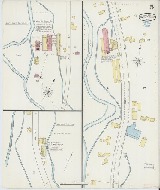 Sanborn Fire Insurance Map from Waterville, Oneida County, New York (1894), Sheet #0005 - Historic Sanborn Fire Insurance Map Print, vintage old map wall art, antique decor, genealogy gift, New York New York map