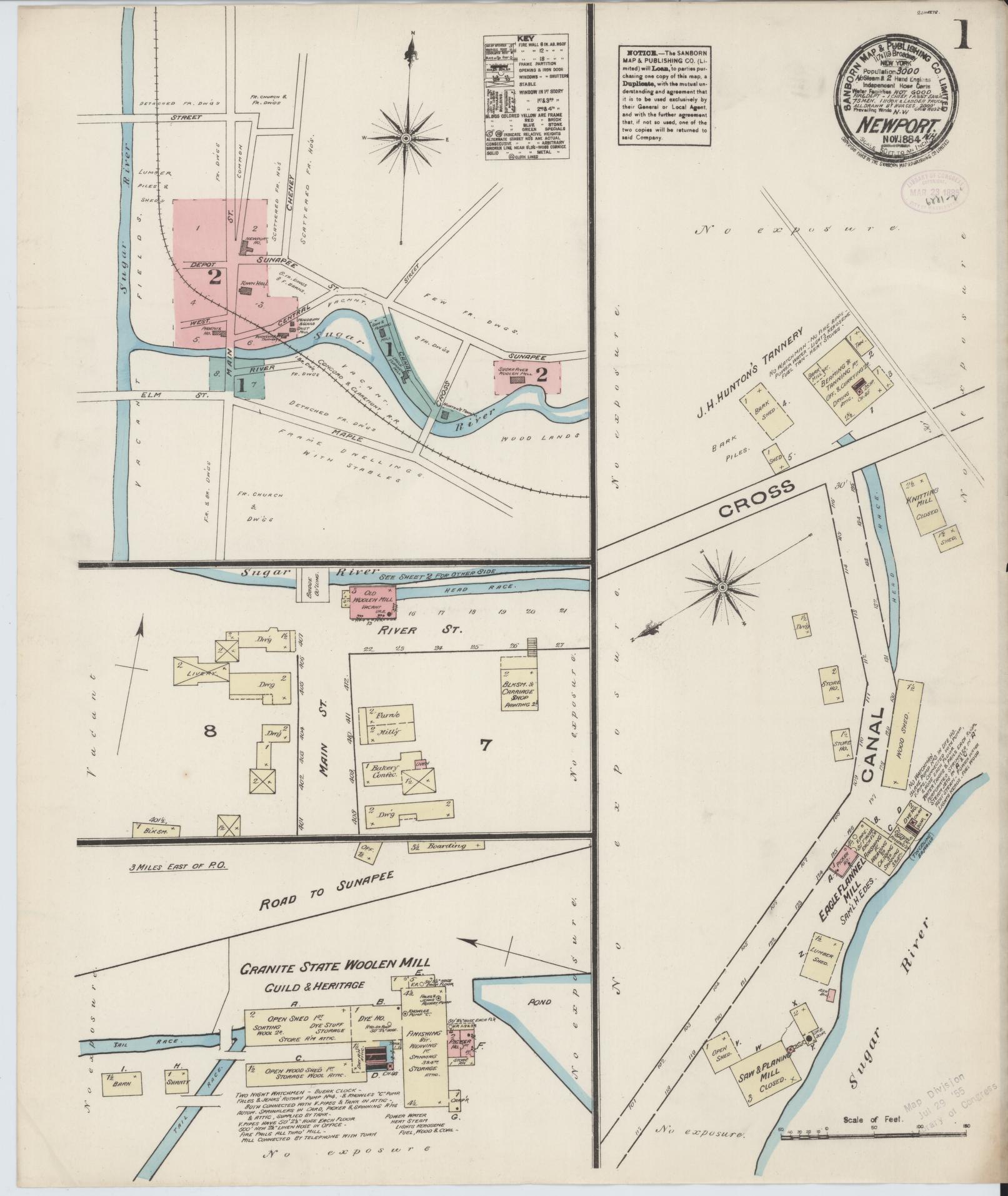 Sanborn Fire Insurance Map from Newport, Sullivan County, New Hampshire. (1884) – Historic Sanborn Fire Insurance Map Print
