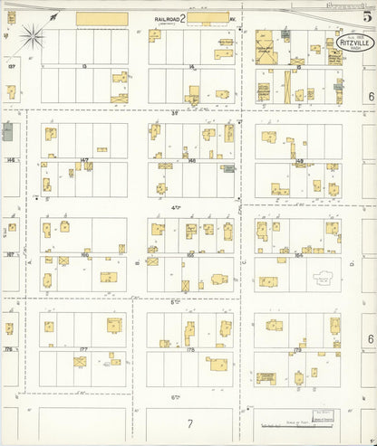 Sanborn Fire Insurance Map from Ritzville, Adams County, Washington (1905), Sheet #0005 - Complete Map Set gallery image, historic Sanborn map, vintage wall art, Washington Washington