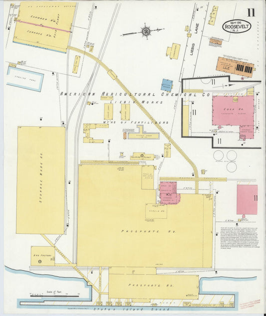 Sanborn Fire Insurance Map from Roosevelt, Middlesex County, New Jersey (1916), Sheet #0011 - Historic Sanborn Fire Insurance Map Print, vintage old map wall art, antique decor, genealogy gift, New Jersey New Jersey map