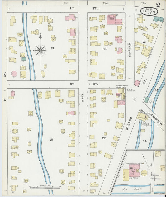 Sanborn Fire Insurance Map from Ilion, Herkimer County, New York (1891), Sheet #0002 - Historic Sanborn Fire Insurance Map Print, vintage old map wall art, antique decor, genealogy gift, New York New York map
