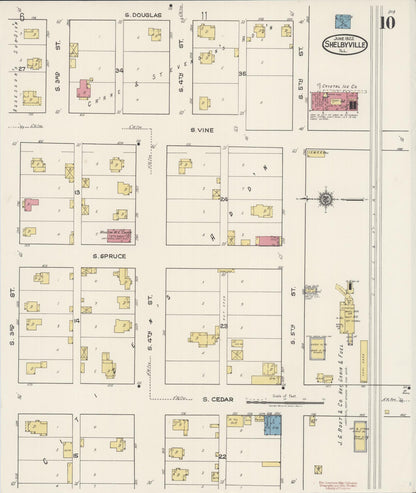 Sanborn Fire Insurance Map from Shelbyville, Shelby County, Illinois (1922), Sheet #0010 - Historic Sanborn Fire Insurance Map Print, vintage old map wall art, antique decor, genealogy gift, Illinois Illinois map