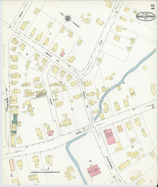 Sanborn Fire Insurance Map from Middleburgh, Schoharie County, New York (1909), Sheet #0002 - Historic Sanborn Fire Insurance Map Print, vintage old map wall art, antique decor, genealogy gift, New York New York map