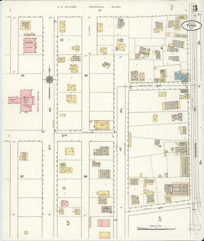 Sanborn Fire Insurance Map from Yuma, Yuma County, Arizona (1911), Sheet #0003 - Complete Map Set gallery image, historic Sanborn map, vintage wall art, Arizona Arizona