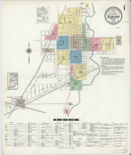 Sanborn Fire Insurance Map from Auburn, De Kalb County, Indiana (1914), Sheet #0001 - Complete Map Set gallery image, historic Sanborn map, vintage wall art, Indiana Indiana