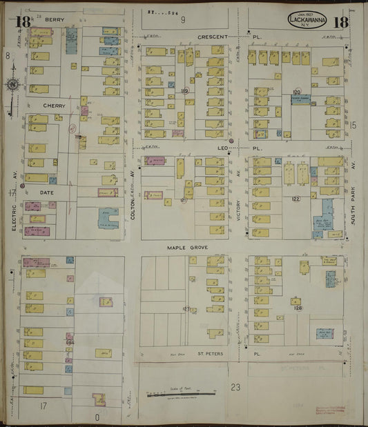 Sanborn Fire Insurance Map from Lackawanna, Erie County, New York (1950), Sheet #0018 - Historic Sanborn Fire Insurance Map Print, vintage old map wall art, antique decor, genealogy gift, New York New York map