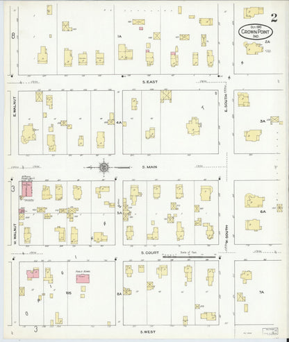 Sanborn Fire Insurance Map from Crown Point, Lake County, Indiana (1910), Sheet #0002 - Historic Sanborn Fire Insurance Map Print, vintage old map wall art, antique decor, genealogy gift, Indiana Indiana map