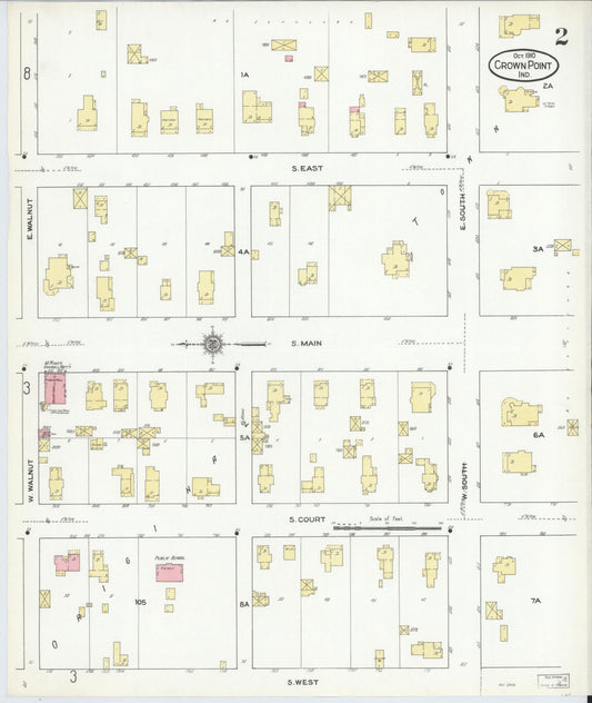 Sanborn Fire Insurance Map from Crown Point, Lake County, Indiana (1910), Sheet #0002 - Historic Sanborn Fire Insurance Map Print, vintage old map wall art, antique decor, genealogy gift, Indiana Indiana map