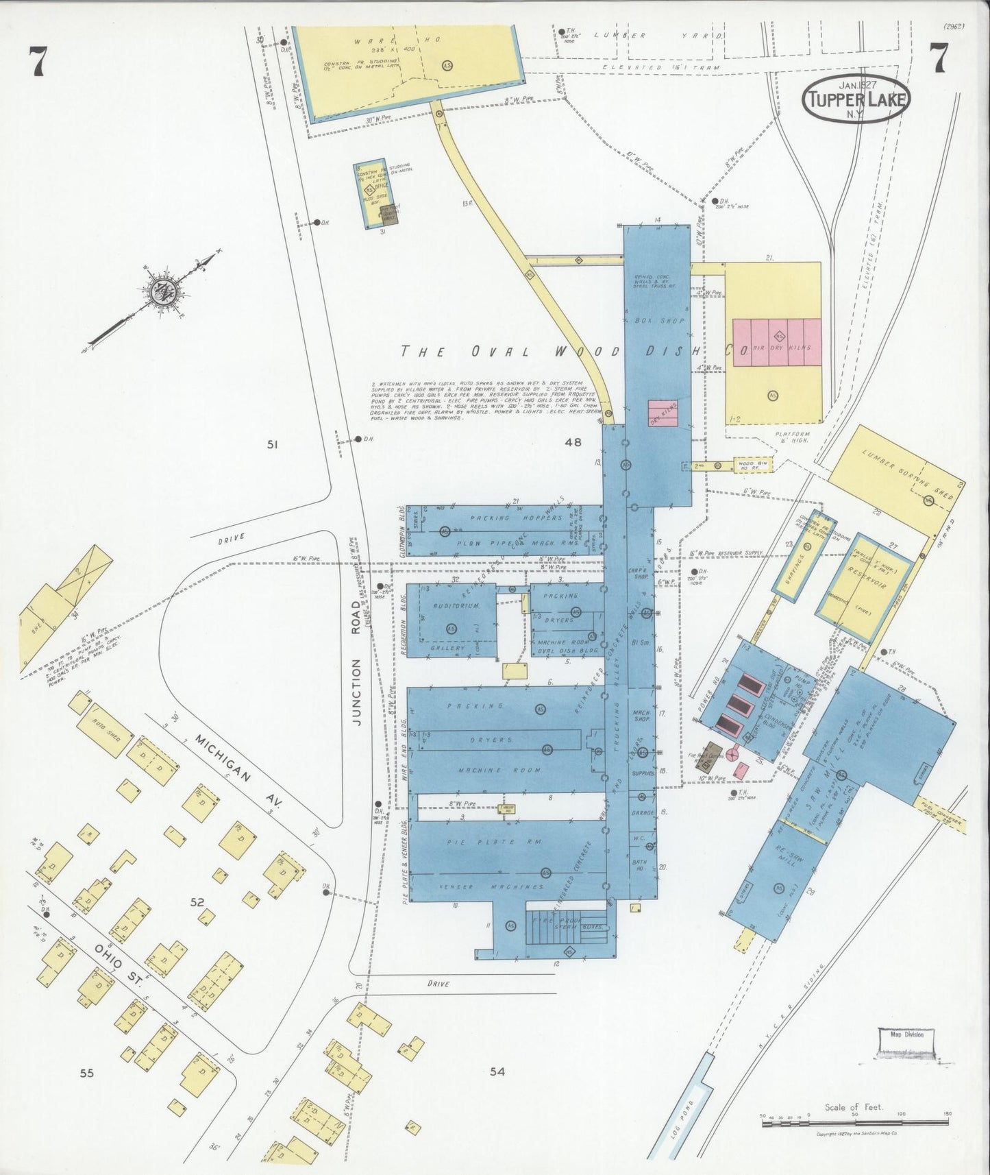 Sanborn Fire Insurance Map from Tupper Lake, Franklin County, New York (1927), Sheet #0007 - Complete Map Set gallery image, historic Sanborn map, vintage wall art, New York New York