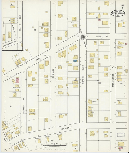 Sanborn Fire Insurance Map from Keansburg, Monmouth County, New Jersey (1917), Sheet #0007 - Historic Sanborn Fire Insurance Map Print, vintage old map wall art, antique decor, genealogy gift, New Jersey New Jersey map