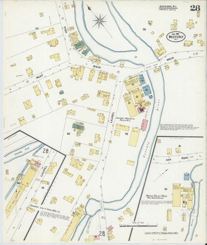 Sanborn Fire Insurance Map from Westerly, Washington County, Rhode Island (1907), Sheet #0028 - Complete Map Set gallery image, historic Sanborn map, vintage wall art, Rhode Island Rhode Island