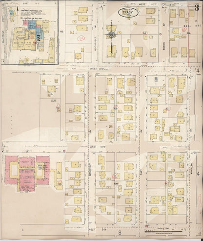 Sanborn Fire Insurance Map from Tracy, San Joaquin County, California (1945), Sheet #0003 - Complete Map Set gallery image, historic Sanborn map, vintage wall art, California California